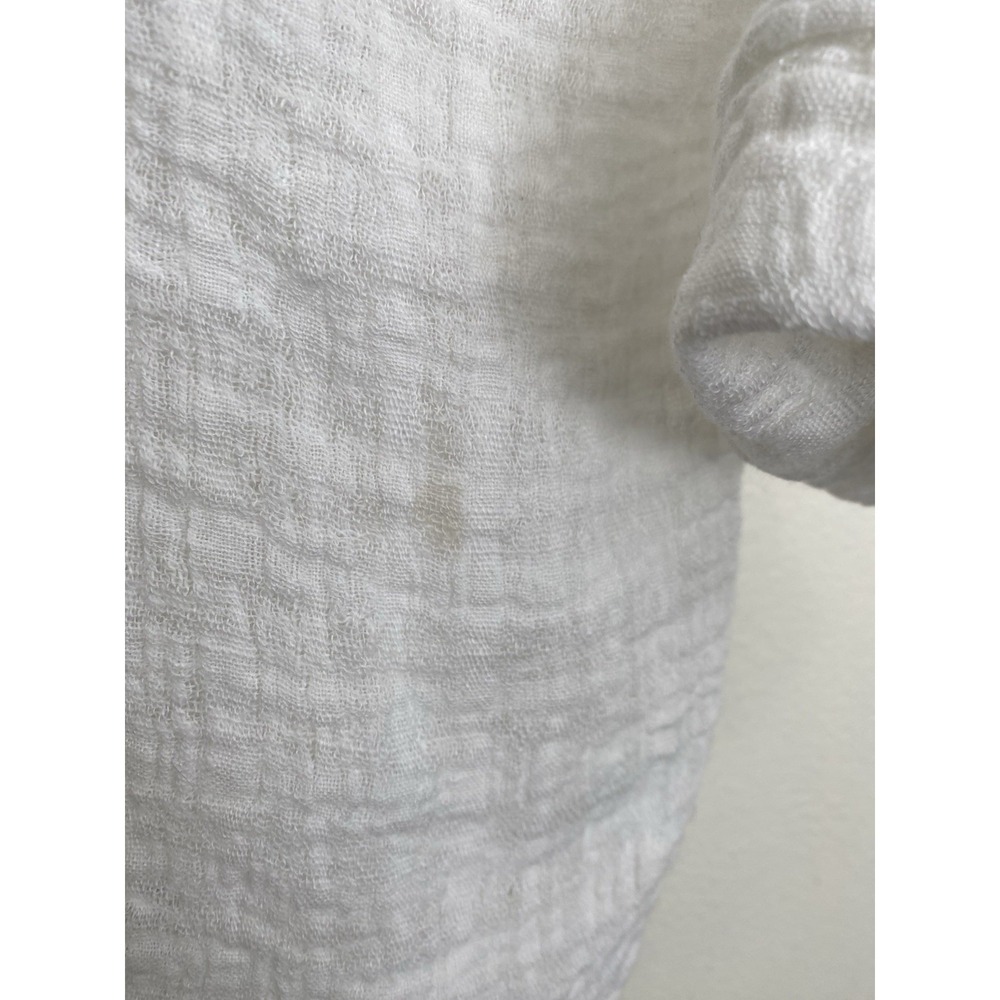 Harve Benard Women's S White 100% Gauzy Linen Roll Tab Sleeve Button Up Shirt - Picture 4 of 7